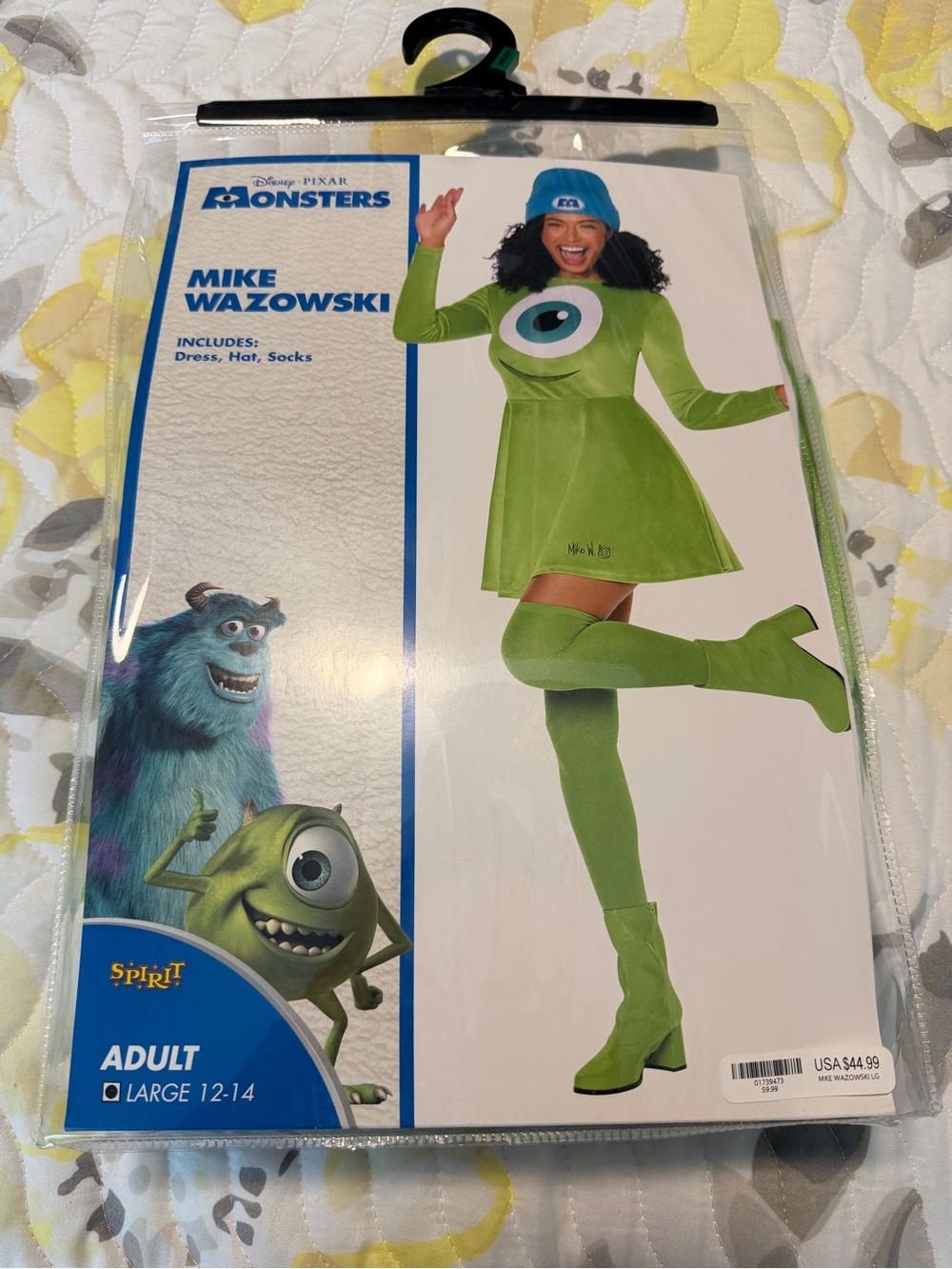 Women’s Mike Wazowski Green Adult Costume Dress, Hat & Socks